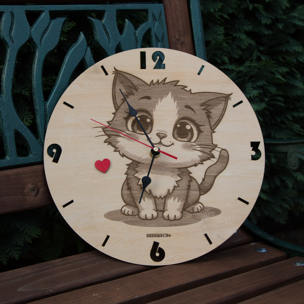 Holzuhr Modell Katze_01